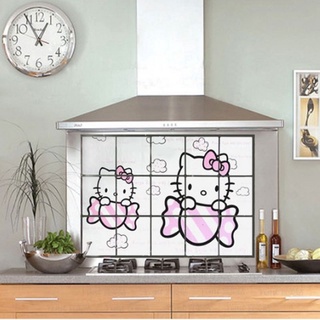 de dibujos animados de la cocina a prueba de aceite de arte de la pared lindo hello kitty pegatina de pared de la decoración de papel de aluminio