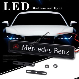 Modificado 3D Coche Parrilla Delantera Emblema Insignia Auto Campana Luz LED Para Mercedes Benz AMG W210 W203 W204 W202