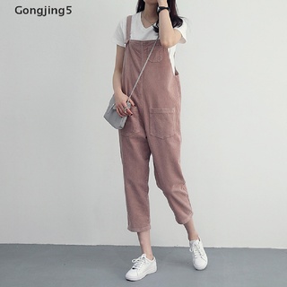 Gongjing5 mujeres Casual mameluco mono de pana mono suelto sólido correa bolsillos mi (3)