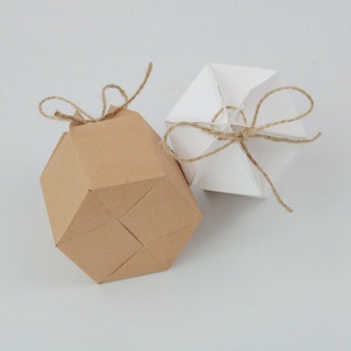 YUEWEN 10/30/50pcs caja de caramelos con cuerda Favor de boda cajas de regalo hexagonal linterna de cartón papel Kraft paquete de san valentín suministros de fiesta (7)