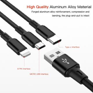 Cable de carga rápida 3 en 1 Micro USB tipo C para Android/Iphone m (3)