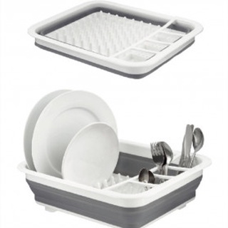 Asypets - escurridor plegable, plegable, para secador de platos, QW-822, color gris