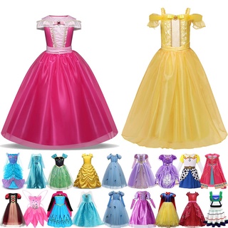 Disney-Princesa Aurora bella Vestido Para Niñas , Disfraz De Elsa , Blanco Nieve , Cenicienta , Rapunzel , Para Navidad