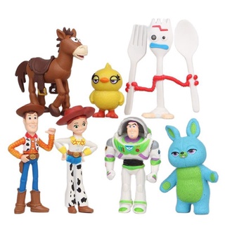 (100% high quality)Disney Toy Story 4 Woody Lightyear Rex Alien Bear boneco de ação de 7 peças