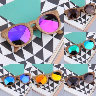 *je gafas de sol polarizadas vintage de madera completa con marco redondo unisex