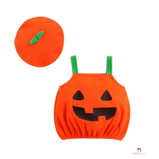Xzq7-tops de bebé disfraz de calabaza de Halloween de dibujos animados Casual liguero jersey Tops y sombrero trajes (9)