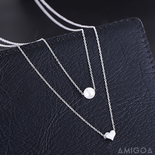 ins simple doble perla collar de clavícula cadena corto multicapa collar elegante y elegante hermoso regalo de cumpleaños para las señoras -bec (4)