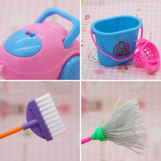 9 unids/set mini pretender juego fregona escoba juguetes lindo niños limpieza muebles kit de herramientas casa limpiar chsg (4)