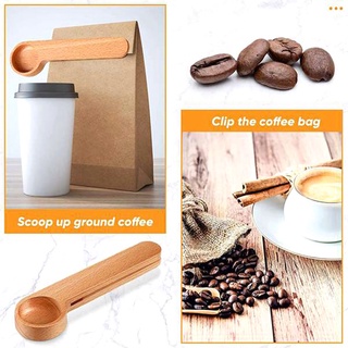 Alisondz Creative Scoop Home cucharada de café frijol cuchara de mango largo de madera de medición multifunción bolsa de sellado Clip (7)