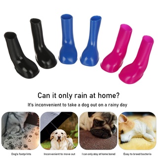 NUXING Durable impermeable botas de perro antideslizante mascota zapatos de lluvia mascota perro zapatos de cachorro zapatos de alta elasticidad 4Pcs suministros de mascotas botas de lluvia protectoras/Multicolor (6)