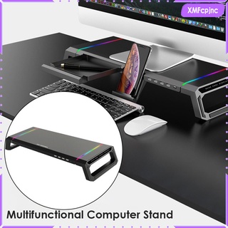 [XMFCPJNC] Aleacin de aluminio Monitor de ordenador soporte elevador RGB 4 USB organizador de escritorio, accesorios profesionales