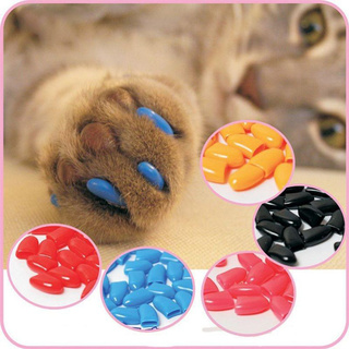 TOPPERS 20 unids/set suave gato pata de uñas tapa de Mult-color mascota aseo perro garras cubre nuevo pegamento protector no tóxico silicona/Multicolor (6)
