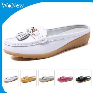 [wonew] Zapatos casuales para mujer sandalias de cuero suela suave verano 35-44