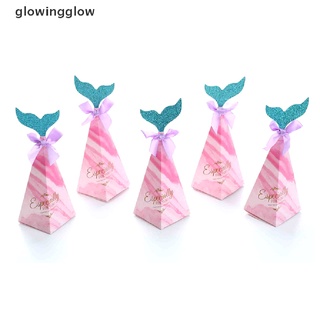 glwg 10pcs sirena cola de papel caramelo caja de regalo bolsas de palomitas cajas de niños fiesta decoración resplandor