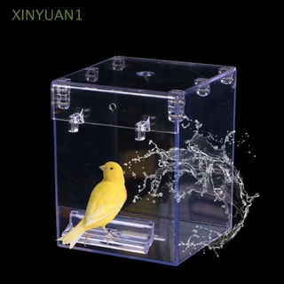 xinyuan1 pet bird baño para jaula canary parrot bañera birdbath periquitos colgante tortolitos ducha sin fuga acrílico caja de baño/multicolor