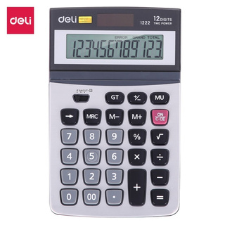 Deli E1222 calculadora de escritorio, utilice botones de plástico, números claros, batería y unidad de energía Dual Solar