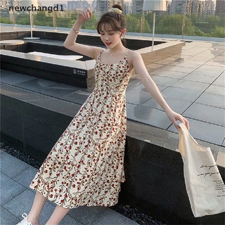 newchangd floral sling vestido de mujer verano sin mangas vestido largo