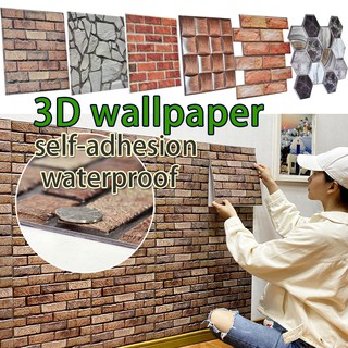 DIY Home Decor Upgraded Thickened Brick Foam 3D Wallpaper PVC Waterproof Self Adhesive Wall Paper Sticker