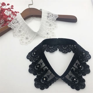 will1 moda camisa falso cuello desmontable clásico accesorios de ropa mujeres hombres encaje bordado negro blanco solapa vintage blusa cuello falso (4)