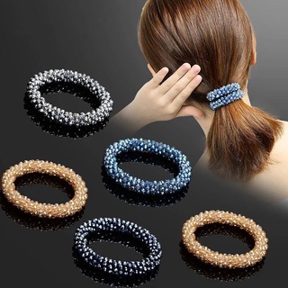 as Fashion Artificial Crystal Hairband Women Hair Rope Ring Elastic Ponytail Holder