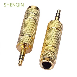 shenqin 5pcs conector de audio estéreo altavoz macho a hembra adaptador de audio micrófono 3.5 enchufe a 6.35 jack para teléfono móvil pc notebook convertidor adaptador zócalo auriculares amplificador
