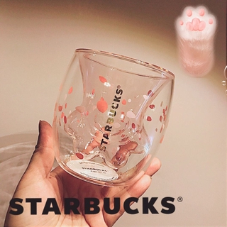 Starbucks Rosa Sakura Vidrio Forma De Garra De Gato 6oz/170ml Taza De Leche Aislada Amante