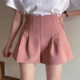 2021 Verano Nuevo Estilo Coreano Versión Alta Cintura Ancha Pantalones Cortos Mujeres Suelto Mirada Piernas Largas Una Línea