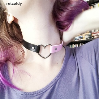 [retc] collar/choker de cuero punk sexy con corazón con clavos/collar ajustable m2 (7)