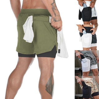 Pantalones cortos Camo para correr para hombre 2 en 1 de doble capa de secado rápido Gym/Shorts deportivos para correr/Shorts/Shorts para hombre