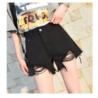 High Waist Denim Shorts Thin Loose Slimming and All-Matching RippedaWord Wide-Leg Shorts