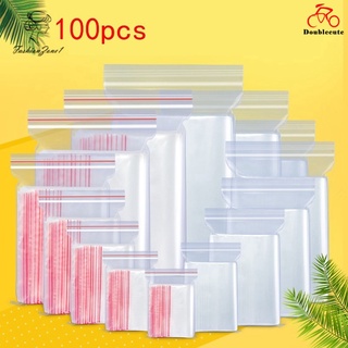 100 bolsas de plástico con cierre de cremallera, bolsa transparente reclinable, bolsa de almacenamiento de alimentos gruesas, pequeñas bolsas de embalaje de joyería, doble