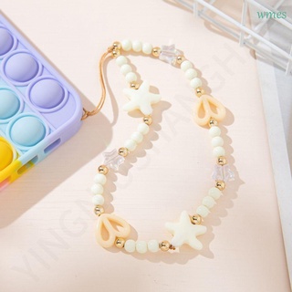 WMES1 Handmade Mobile Phone Straps for Women Mobile Phone Chain Cell Phone Lanyard Heart Beaded Colorful Mobile Phone Pendant Phone Charm Phone Ornaments Anti-Lost Lanyard Acrylic Bead