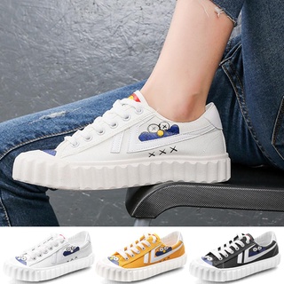 Petersburg ❤Women Canvas Sneakers Cartoon Printed Lace Up Students Autumn Casual Shoes