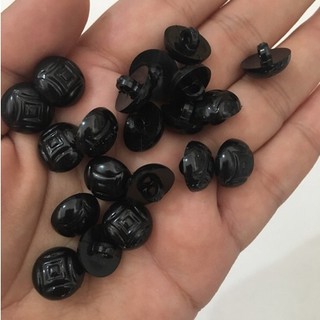 14mm perla botones por docena negro