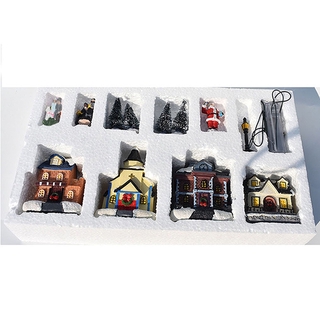 drainsjr 10 unids/set de decoraciones navideñas luminosa casa pequeña casa santa claus regalo super (8)