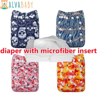ALVA Baby paño pañal 1Set con 3 capas de microfibra insertable reutilizable lavable pañales de bolsillo ajuste recién nacido a 36 polillas