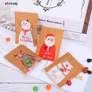 [ng] 50/100pcs bolsa de regalo de navidad con cordón embalaje de caramelo galletas turrón embalaje. (5)