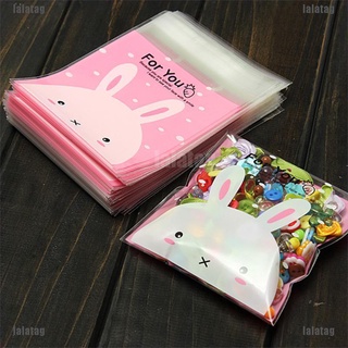 [Lala] 100 bolsas autoadhesivas para galletas, diseño de conejo, bolsas de regalo, celofán, cumpleaños