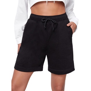 anana-pantalones cortos casuales de verano para mujer, color sólido, cordón, cintura alta, pantalones cortos (3)
