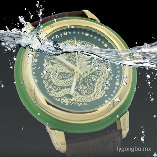 contador genuino hetian jade dragon y phoenix luminoso impermeable regalo automático de cuarzo reloj de negocios (6)
