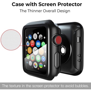 Full Coverage Hard Case with Tempered Glass Screen Protector for Apple Watch 45mm 41mm 44mm 40mm Series 7/SE/6/5/4/3/2/1 (3)