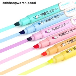 [baishangworshipcool] 6 colores borrables marcadores pastel marcadores de doble punta fluorescente papelería nuevo stock