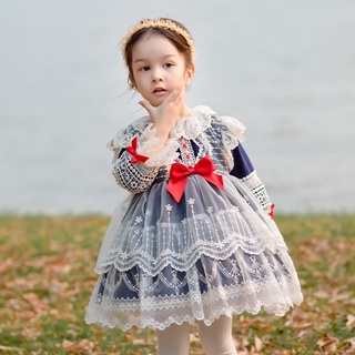 Vestido de princesa de encaje para niñas Lolita Lolita vestido de terciopelo 0-5 años