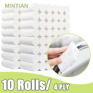 MINTIAN 10 rollos de papel higiénico toalla de papel higiénico papel higiénico pañuelos múltiples blanco limpieza cómoda 4 capas toalla de baño