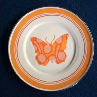 Placa de esmalte con motivo de mariposa naranja (2 piezas)
