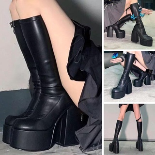 Las Mujeres Punk Estilo Elástico Botas De Microfibra Plataforma Kuylo Impermeable Sapatos O8T2 (4)