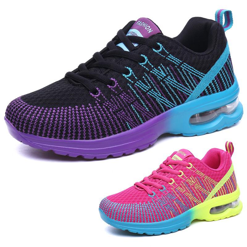 NEW Women Breathable Sport Knitting Sneakers Woman Air Cushion Running Shoes