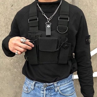 3 bolsillos bolsa de pecho ajustable Hip Hop Streetwear bolsa pareja chaleco bolsa táctica pecho cintura paquete para hombres mujeres