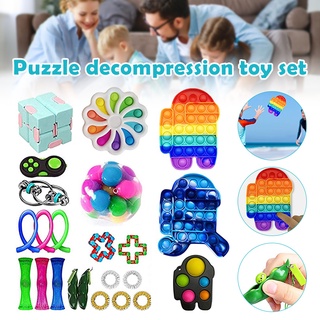 Fidget Toy Set Sensory Stress Relieve Simple Dimple Pop Bubble Toys Pack for Kids Adult