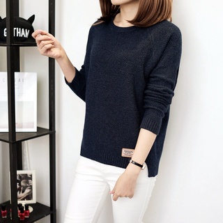 coreano mujeres señoras o cuello manga larga de punto tops suéter (7)